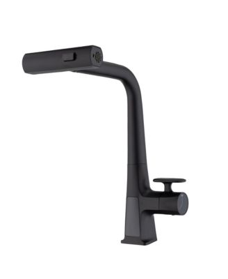 Matte Waterfall Kitchen Faucet with Temperature Display Single Handle Pull Down Sprayer Modern 3 Water Outlet Modes