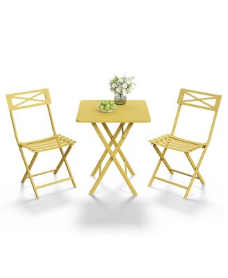 3-Piece Patio Bistro Set - Iron Metal Table And Chairs For Outdoor Balcony Seating