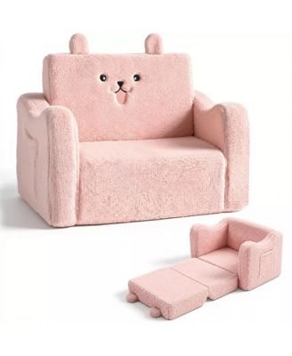 2-in-1 Toddler Sofa Chair Converts to Flip-Open Lounger Bed