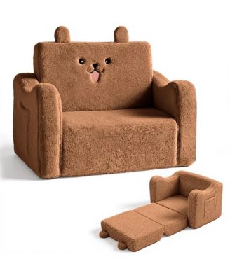 2-in-1 Toddler Sofa Chair Converts to Flip-Open Lounger Bed