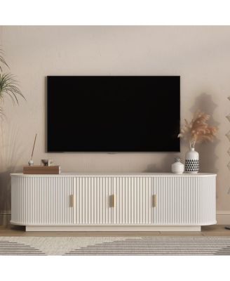 66.9" Farmhouse TV Stand for TVs up to 75" with Sliding Doors and Shelves