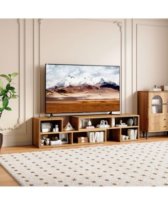Modular Extendable Rustic Wood TV Stand with Open Storage