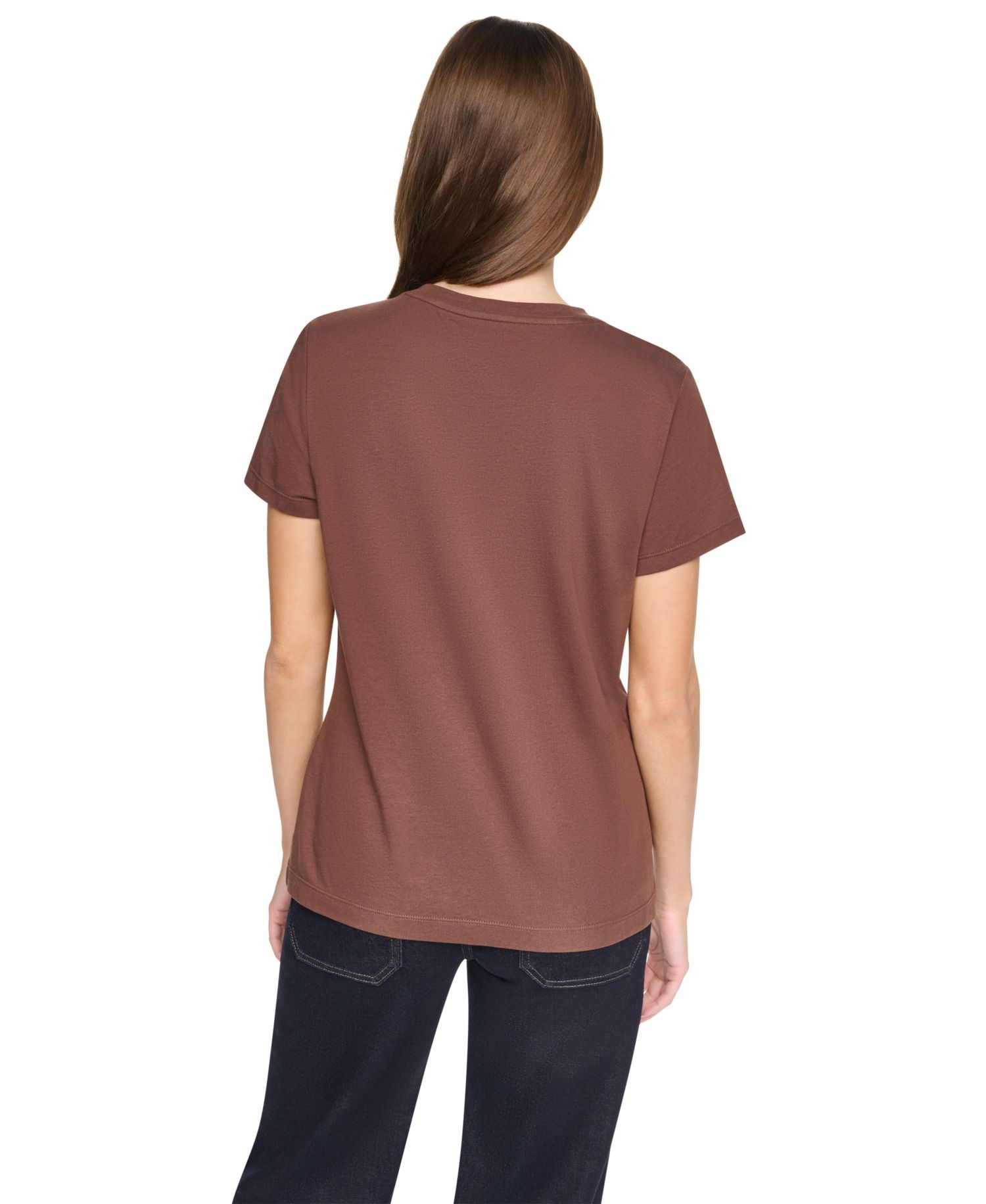 Women's Distressed Rhinestone Logo Short-Sleeve Crewneck T-Shirt