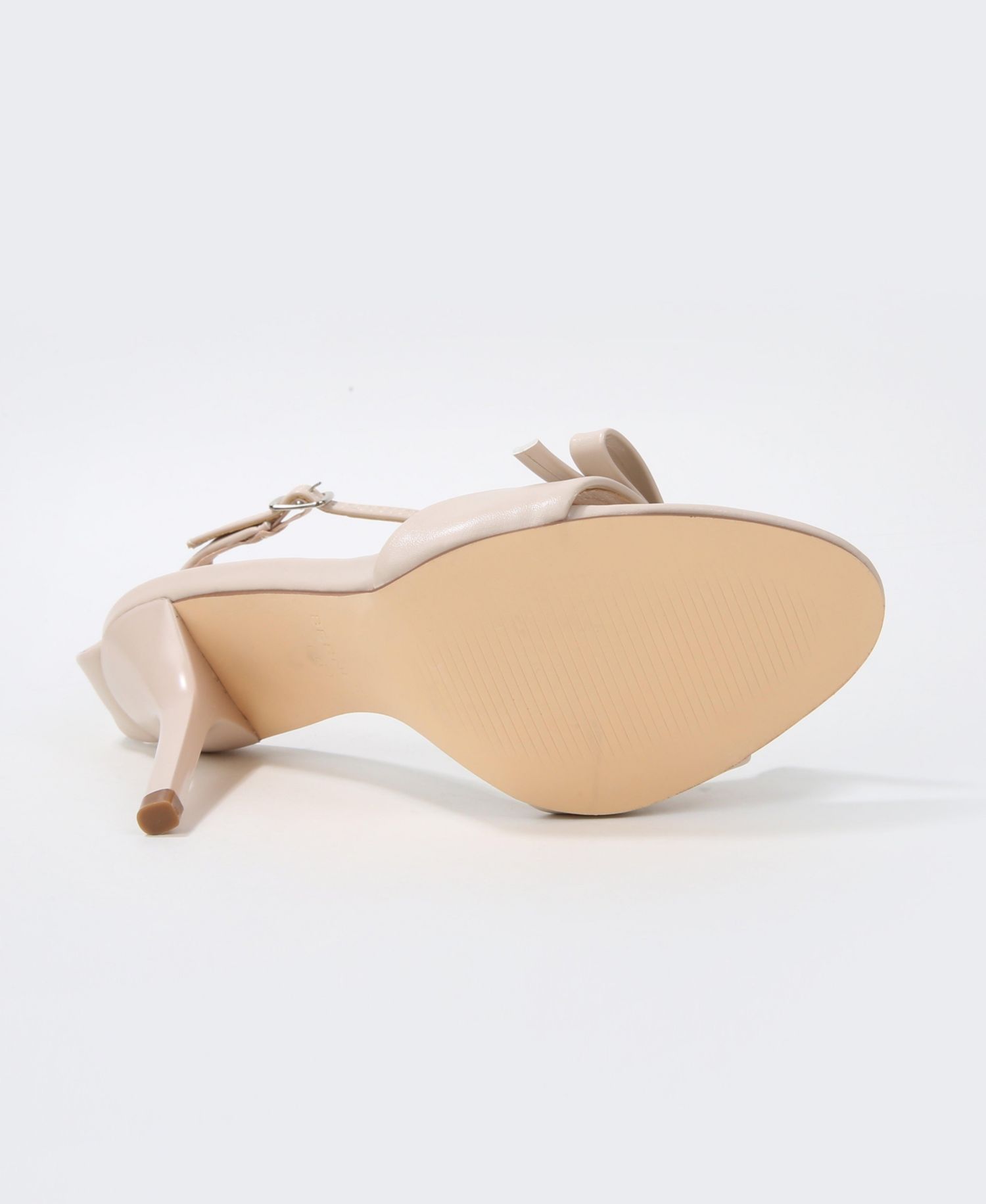 Women's Peach Ankle Strap Stiletto Sandals with Bow Detail