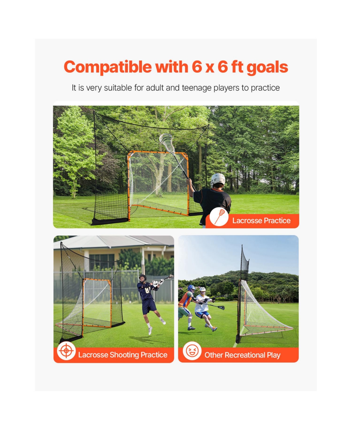 Vevor 12x9 ft Hockey Lacrosse Goal Backstop Training Net Extended Coverage Net Only