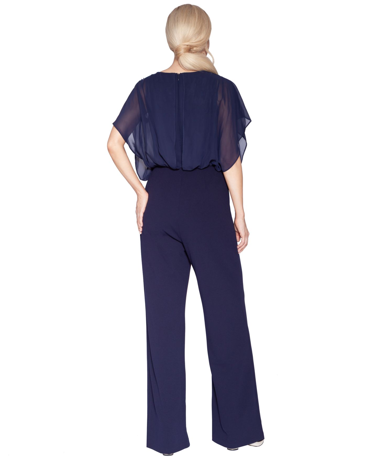Женский комбинезон WHITE TIE by Shani Floral Applique Jumpsuit, цвет: Тёмно-синий — фото 3