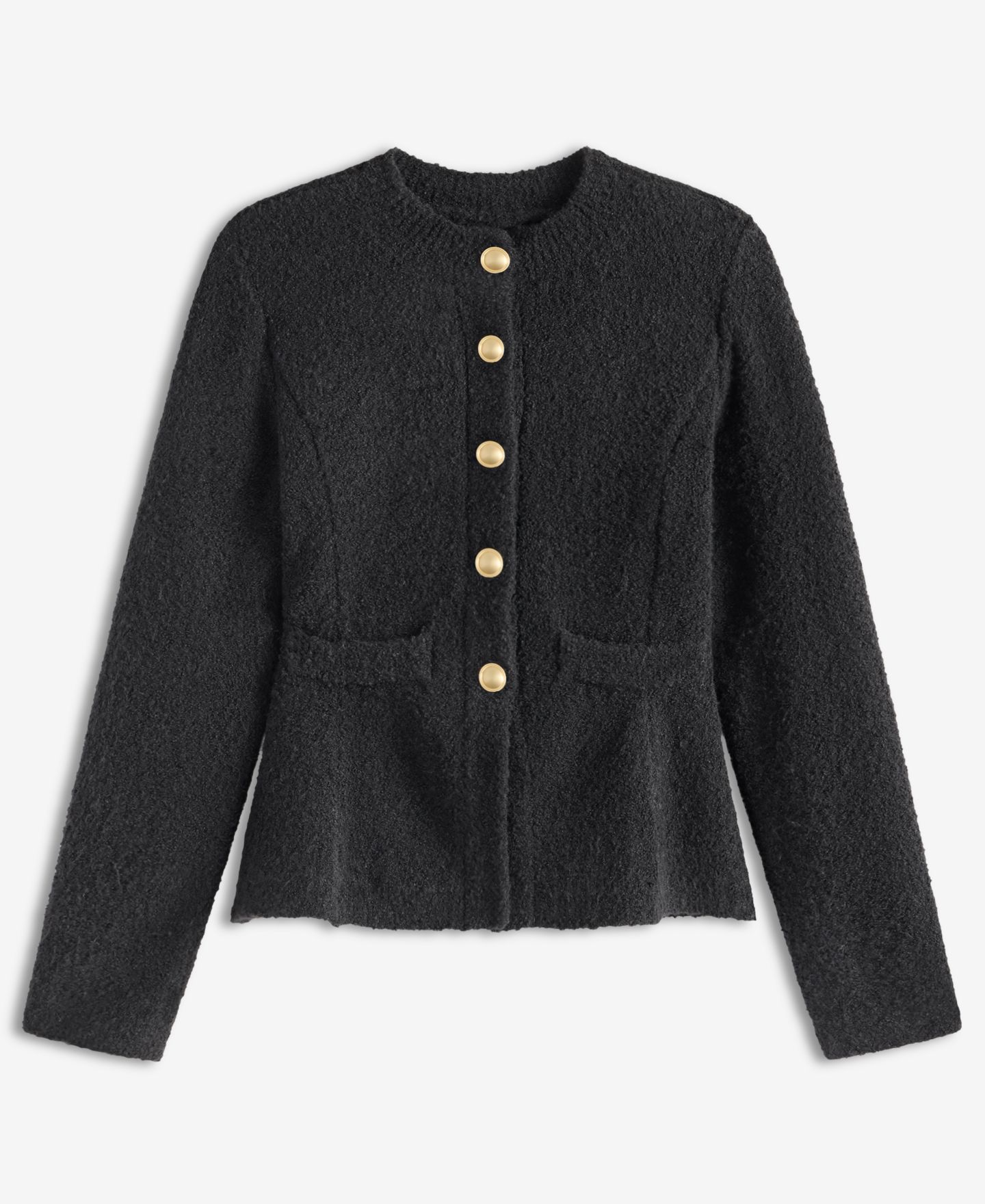 Женский кардиган I.N.C. International Concepts Petite Peplum Crewneck, цвет: Глубокий чёрный — фото 8