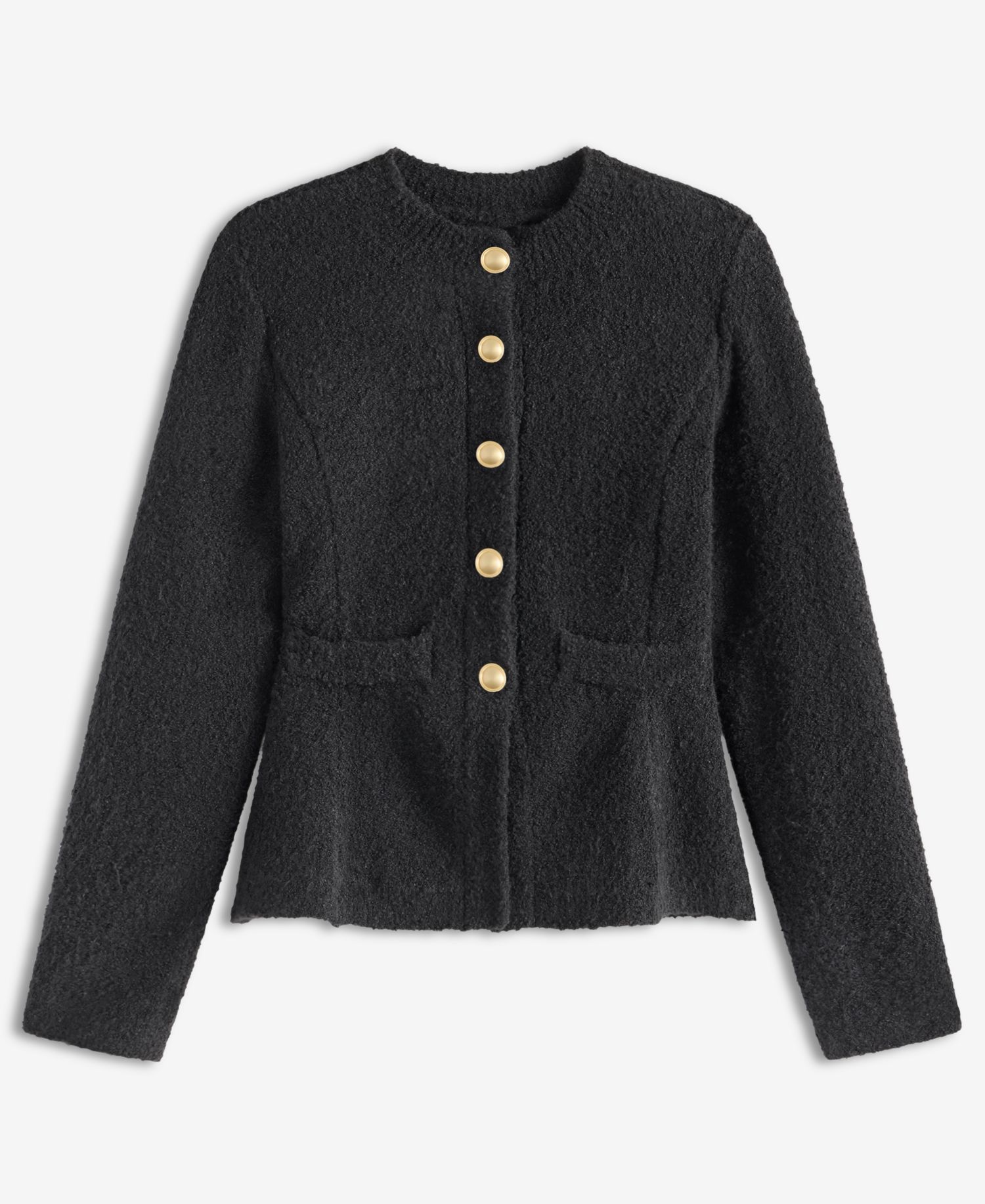 Petite Peplum Crewneck Cardigan