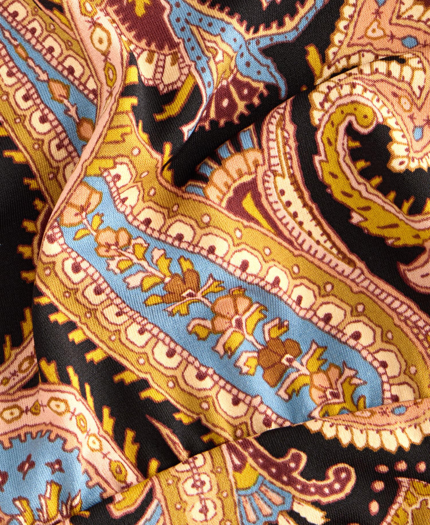 Petite Long-Sleeve V-Neck Paisley Blouse