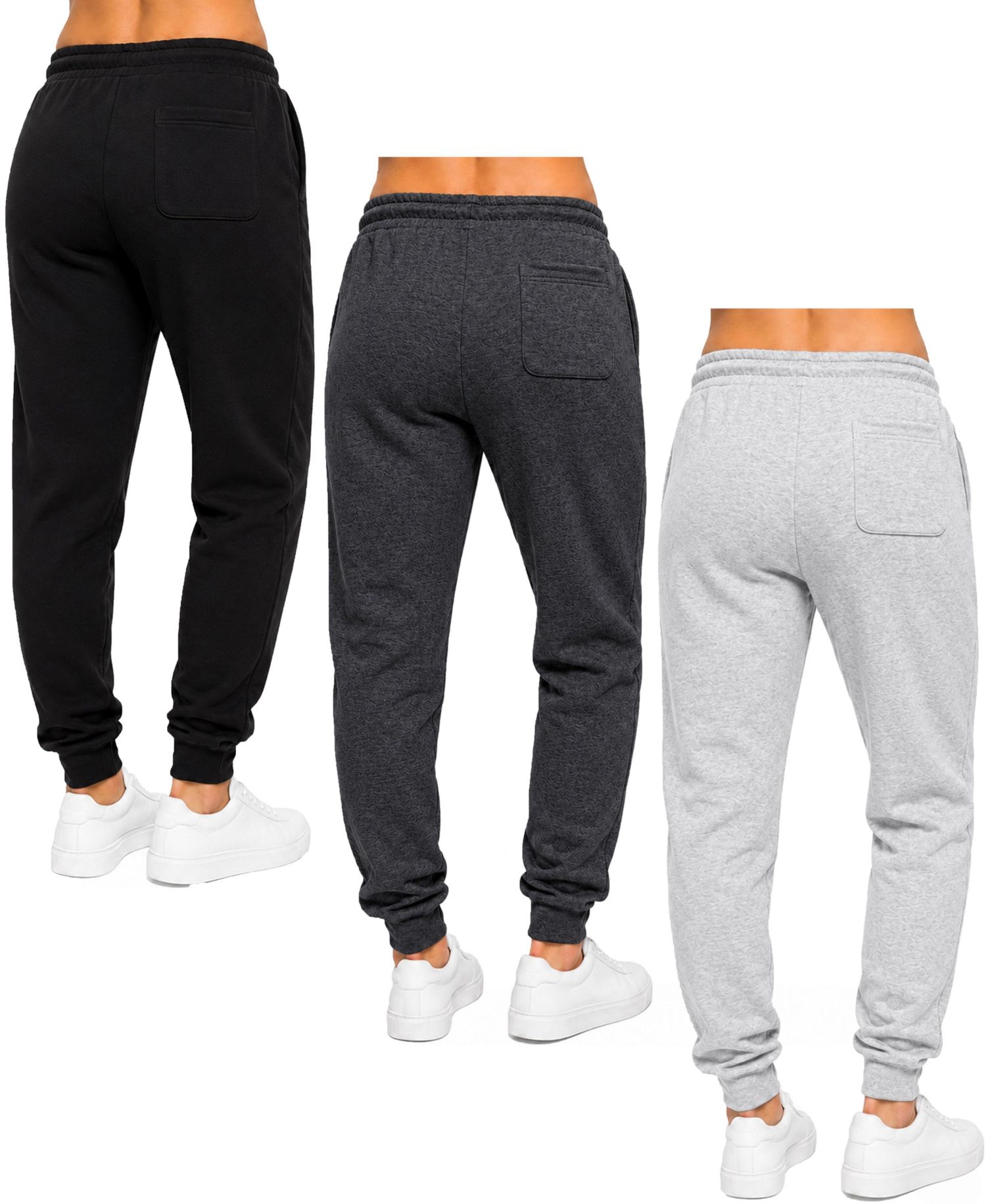 Women's Loose-Fit Fleece-Lined Jogger With Heat Seal Zipper Side Pockets-3 Pack