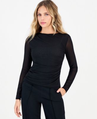 Petite Ruched Long-Sleeve Top