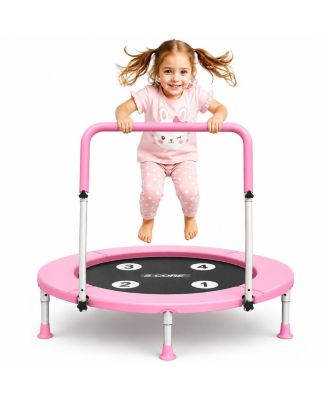 BT1 36" Toddler Trampoline, ASTM Certified Foldable Kids Trampoline with Adjustable Handle, Indoor Outdoor Gift for 1-6 Years Old