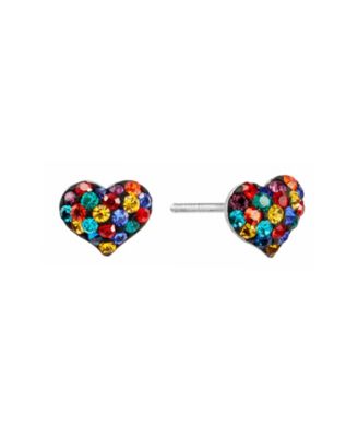 8mm Crystal Pave Heart Stud Earrings