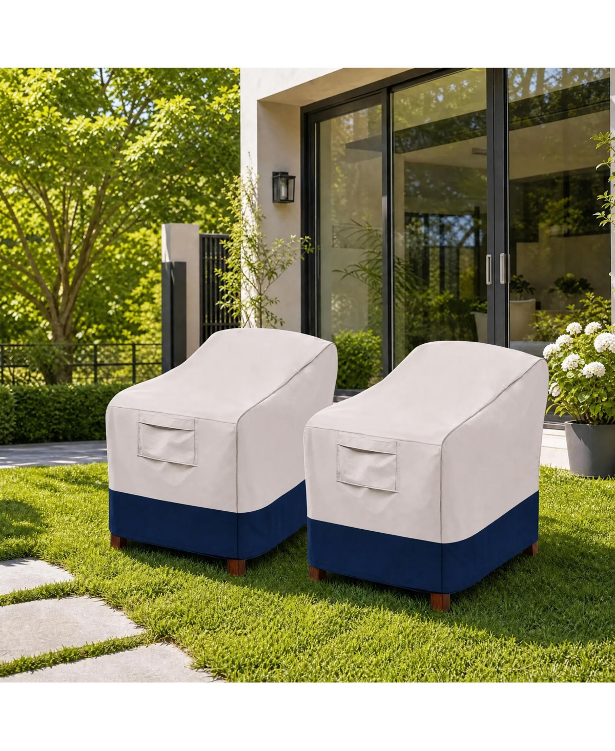 Homfan 2 Pack Heavy Duty Waterproof Outdoor Chair Covers – 600D Oxford Patio Furniture Covers, Fits 31"x35"x38" Chairs