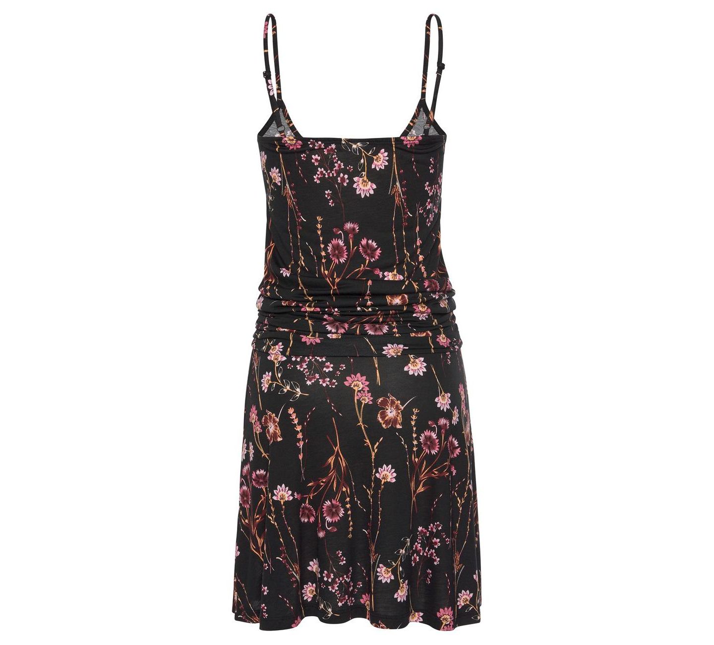 Женское платье Lascana Viscose Printed Spaghetti Strap Short, цвет: Чёрный разноцветный — фото 7