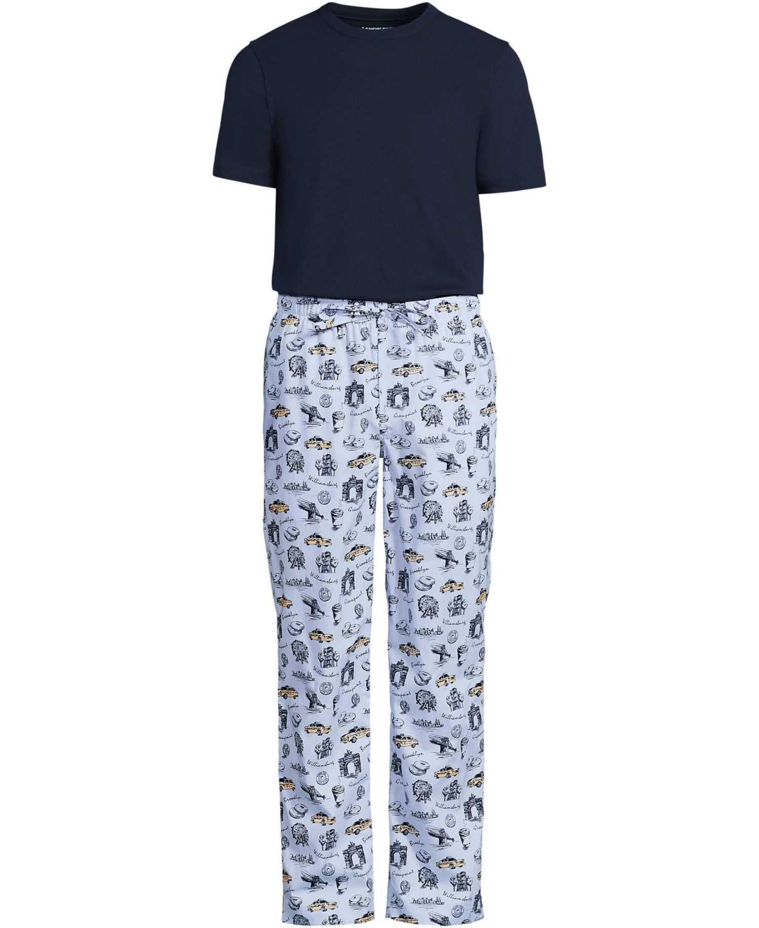 Men's Short Sleeve Essential Knit Tee and Poplin Pant Set