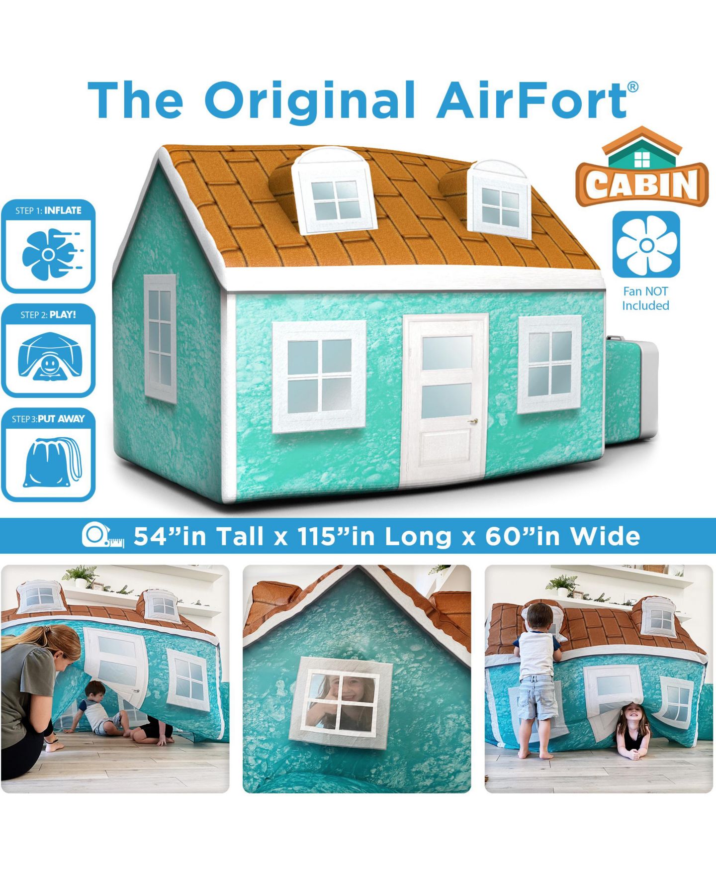 Детская игрушка AIR FORT Quick-Inflate Play Tent, Ages 3+, цвет: Cabin — фото 2