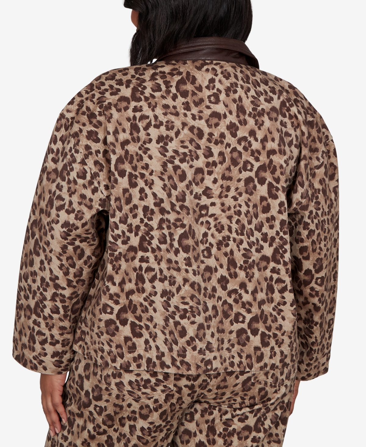 Ruby Rd. Plus Cheetah Print Denim Jacket