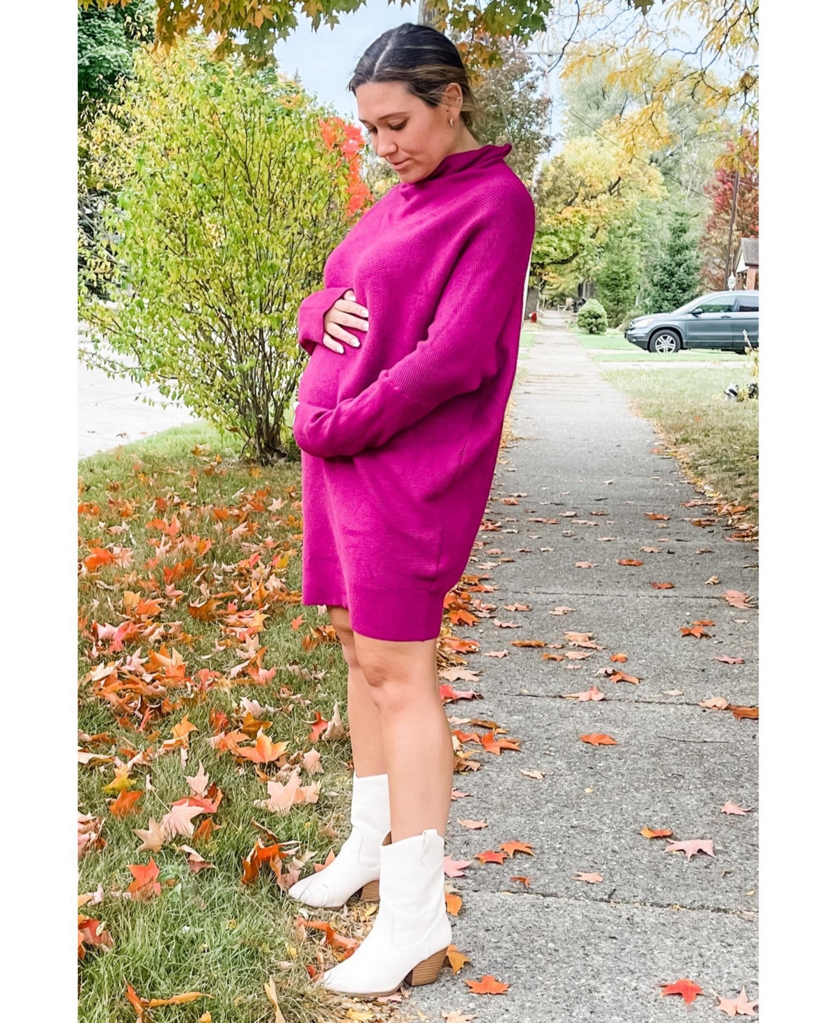 Pinkblush Women's Taupe Funnel Neck Dolman Sleeve Mini Dress