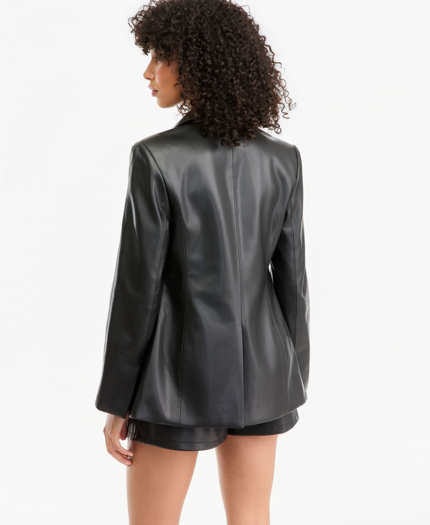 Women's Faux-Leather Sculpted Blazer