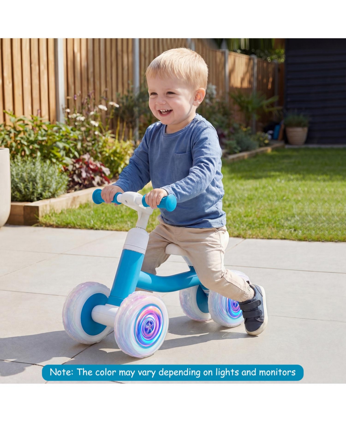 Slickblue Kids Balance Bike with Adjustable Handlebar, Seat And Led Wheels