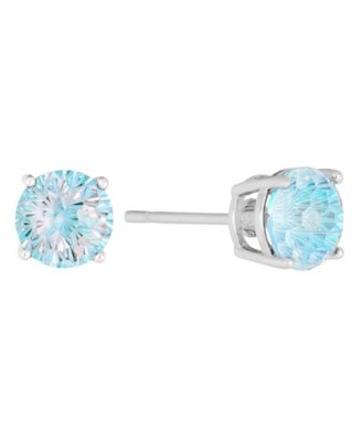 Sterling Silver Starlight Cubic Zirconia Solitaire Stud Earrings
