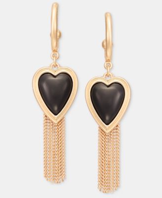 Heart & Chain Tassel Charm Hoop Earrings