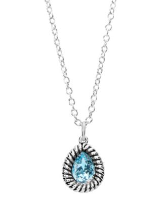 Sterling Silver Pear-Shaped Crystal Rope Edge Necklace