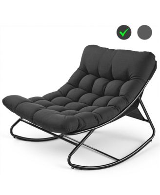 Oversized Padded Rocking Lounge Chair with Tufted Cushion, 500 lb Capacity, Indoor Outdoor Use