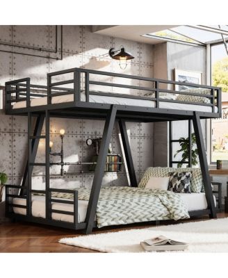 Twin XL over Twin XL Metal Bunk Bed with Side Ladders