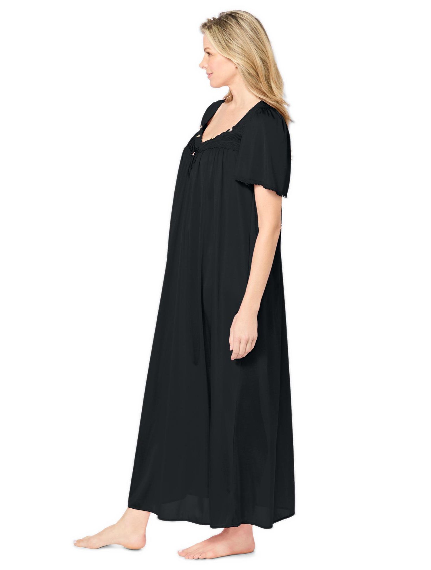 Plus Size Only Necessities Long Silky Lace-Trim Gown