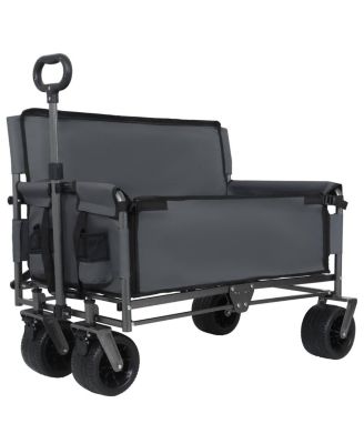 3-in-1 Convertible Folding Wagon Cart with Bench Seat - 500lbs Capacity