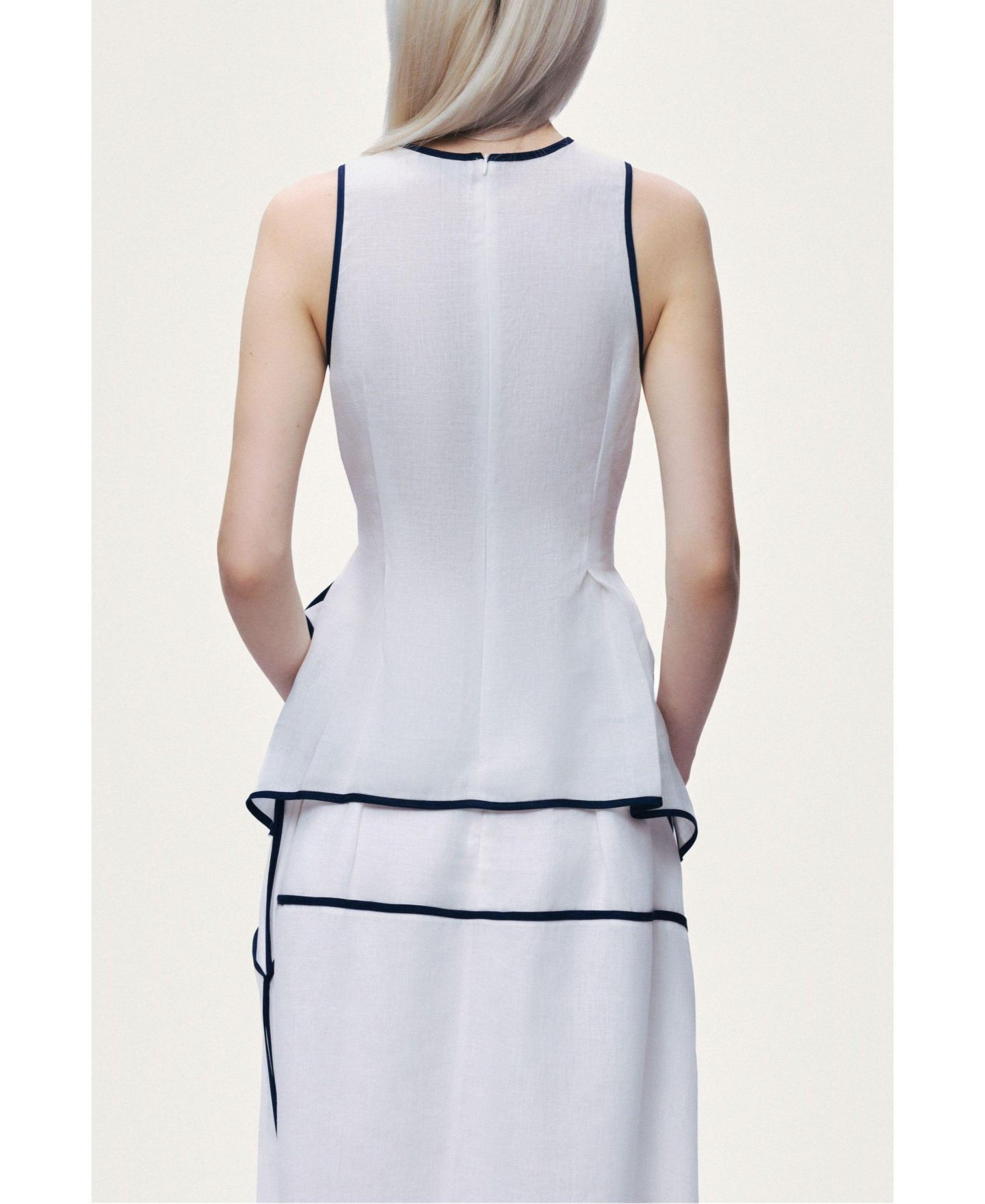 Женский топ NOCTURNE Contrast Trim Peplum, цвет: Белый — фото 4