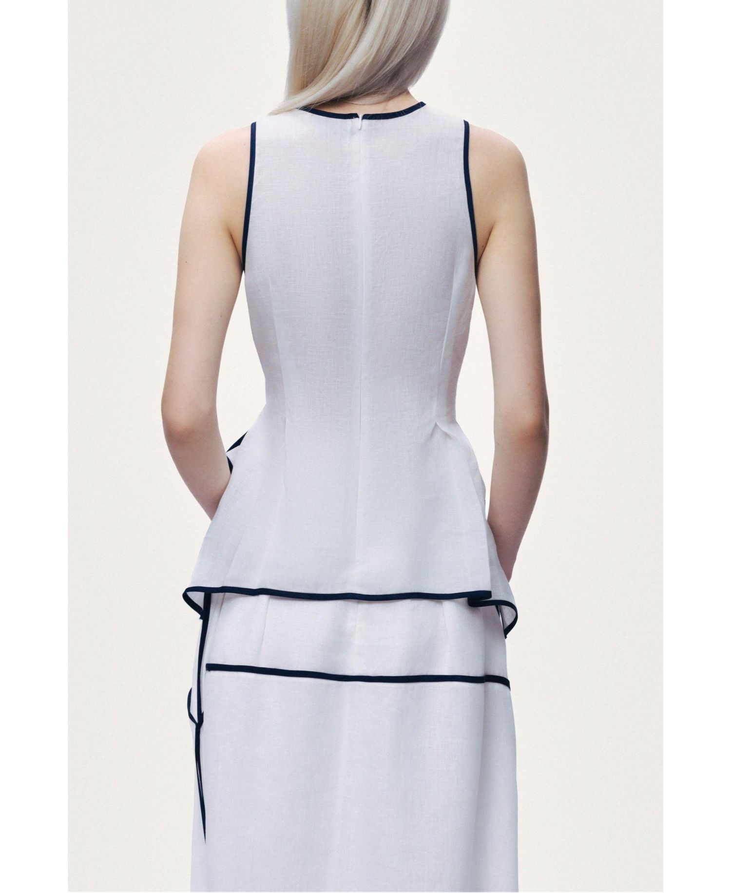 Women's Contrast Trim Peplum Top