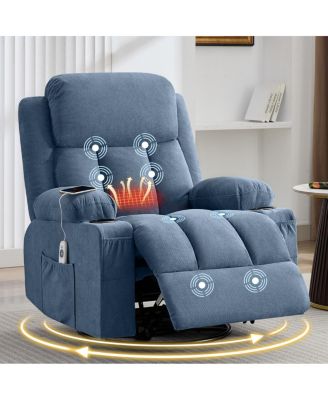  Swivel Rocker Recliner with Massage, Heat, USB Port, and Cup Holders