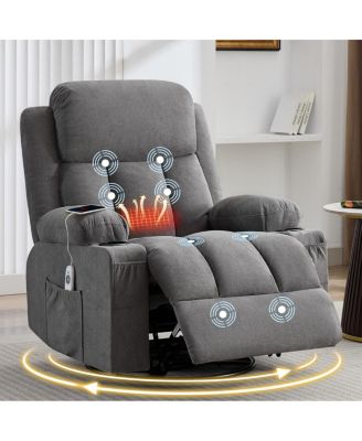  Swivel Rocker Recliner with Massage, Heat, USB Port, and Cup Holders