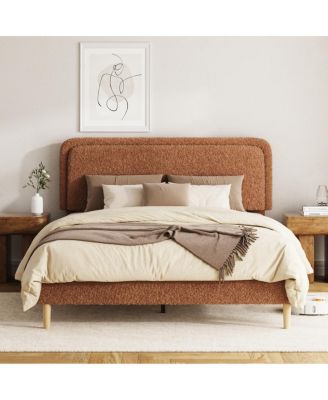 Plush Upholstered Queen Platform Bed with Adjustable Headboard