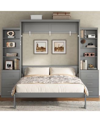 Full Size Murphy Bed with Storage Shelves and Drawers