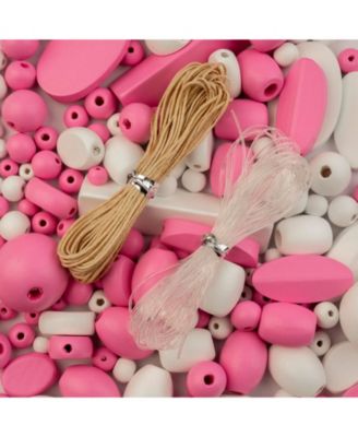 90g   Craft Wood Beads with Elastic Nylon Cord