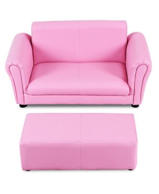 Kids 2-Seat Soft Sofa Set with Ottoman for Playroom and Bedroom, 32.5 inch