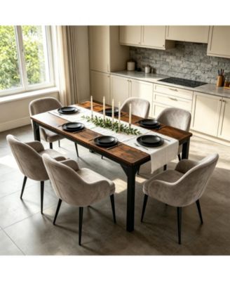 71" Industrial Rectangular Dining Table Seats 6-8 People, 25mm Extra Thick Tabletop with Sturdy Metal Frame, Large Kitchen Table