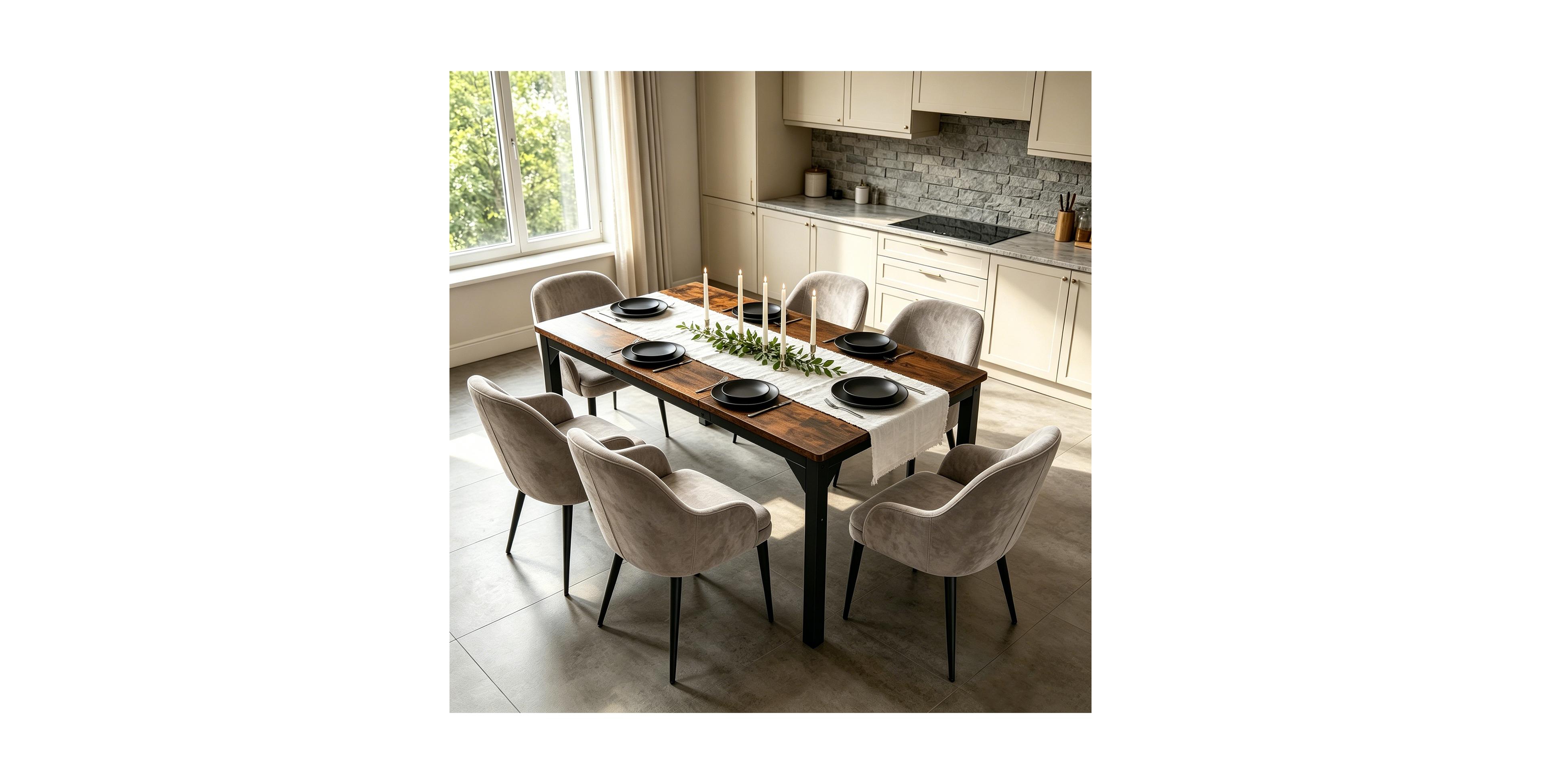 gaomon 71" Industrial Rectangular Dining Table Seats 6-8 People, 25mm Extra Thick Tabletop with Sturdy Metal Frame, Large Kitchen