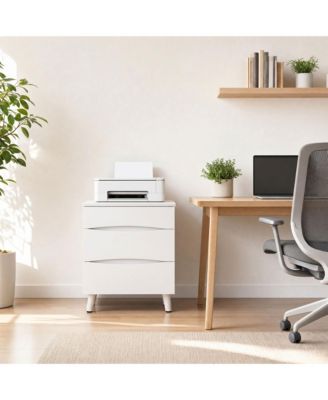Nightstand with 3 Drawers, 24" Wide Bedside Table with Wooden Top for Bedroom and Office