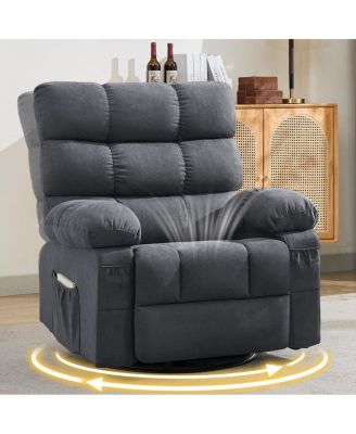  360 Swivel Rocker Recliner Chair with Side Pockets for Living Room