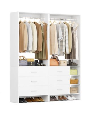 54-In Closet System Set with Wood Drawers and Hanging Rods