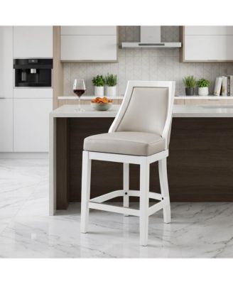 26" Faux Leather and Solid Wood Counter Height Swivel Bar Chair