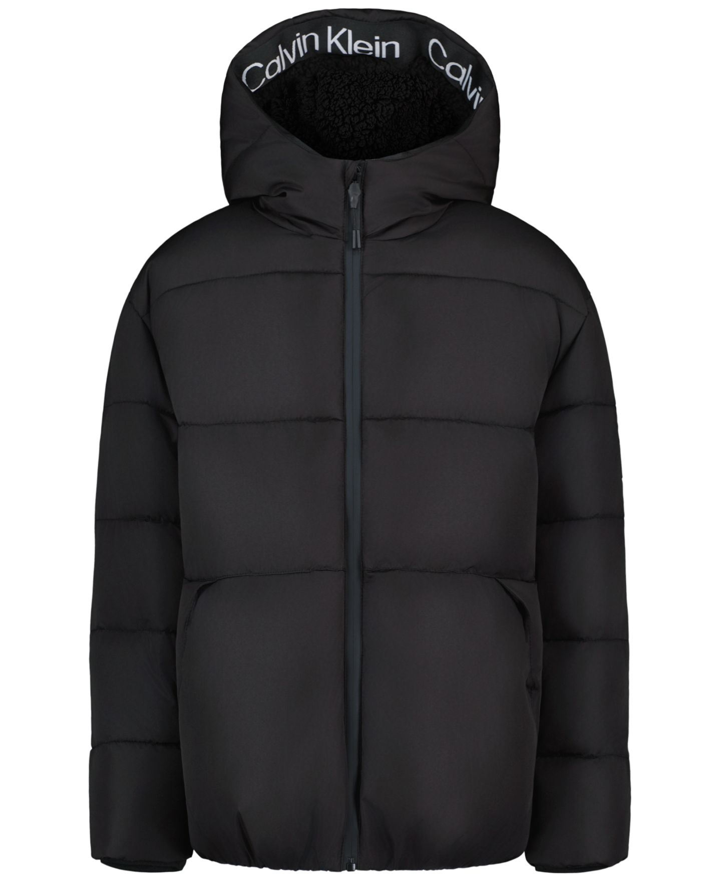 Куртка Calvin Klein Relaxed-Fit Long-Sleeve Puffer для мальчиков, цвет: Чёрный — фото 1