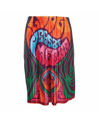 Men's Multicolor Medusa Print Satin Plisse College Fit Shorts