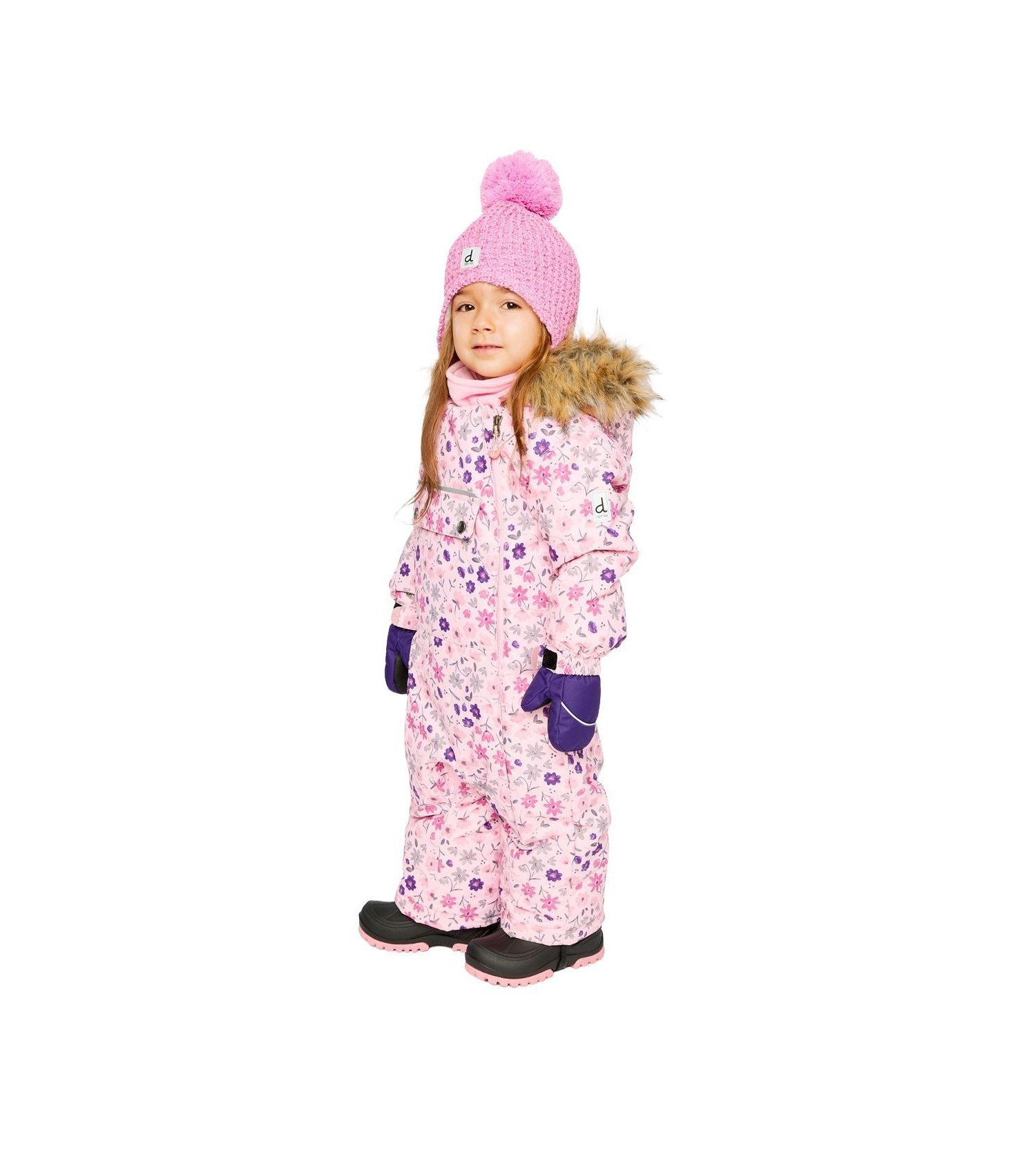 Baby Girl ( 6M to 24 M ) One Piece Snowsuit Adapted for Car Seats Mini Flower Print