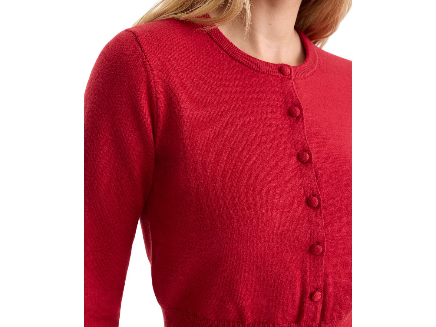 Женский кардиган Good American Fine Knit Crewneck, цвет: Малиновый розовый — фото 4